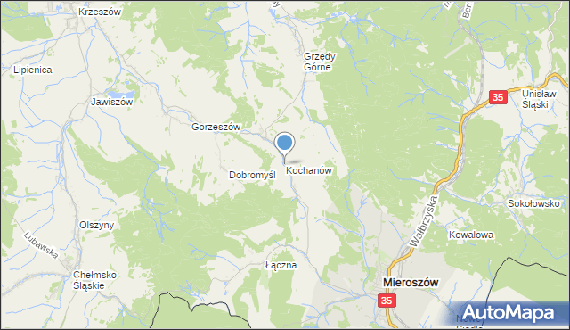 mapa Kochanów, Kochanów gmina Kamienna Góra na mapie Targeo